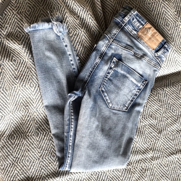 ONE TEASPOON DENIM “YARD BIRDS” SKINNY JEANS HIDDEN BUTTON FLY RAW HEM - Picture 3 of 15